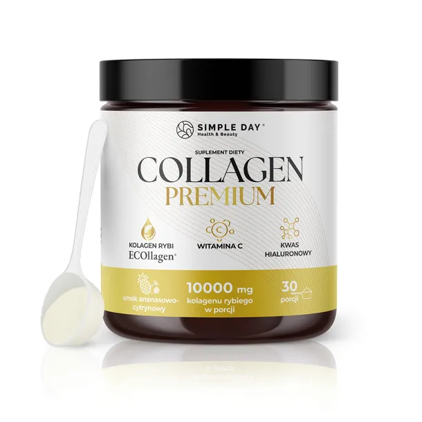 COLLAGEN RYBI PREMIUM 10000 mg Wit. C Kwas hialuronowy SKÓRA, WŁOSY, STAWY