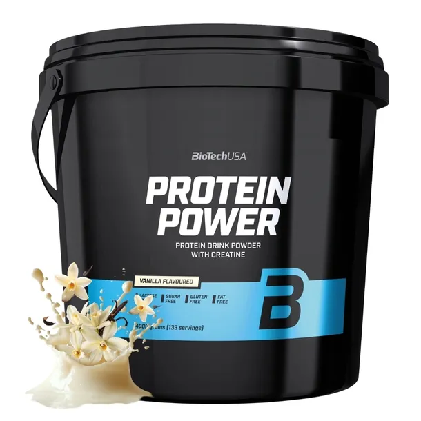 BIOTECH PROTEIN POWER 4000g ODŻYWKA BIAŁKOWA 4kg ZBUDOWANIE MASY MIĘŚNIOWEJ