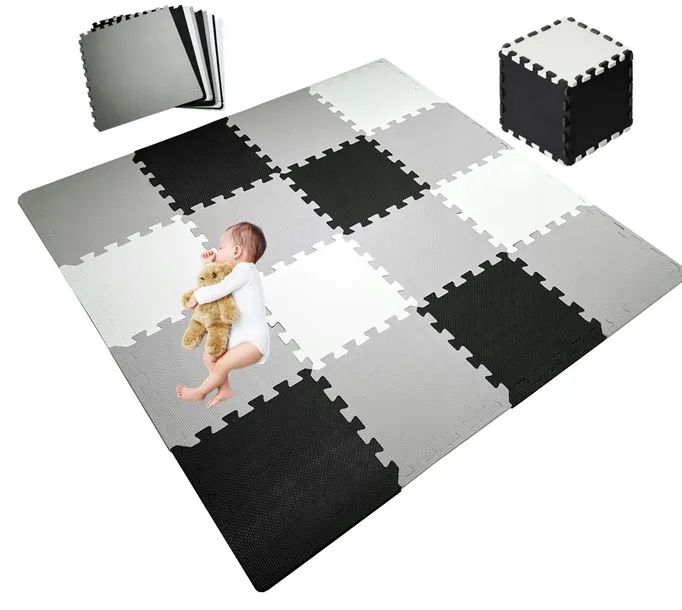 GRUBA MATA EDUKACYJNA dla Dzieci Puzzle PIANKOWE 16szt + obrzeża XXL