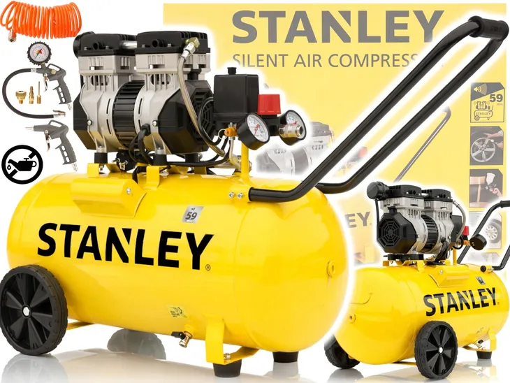 STANLEY KOMPRESOR BEZOLEJOWY sprężarka powietrza 50L 59dB WYCISZONY cichy
