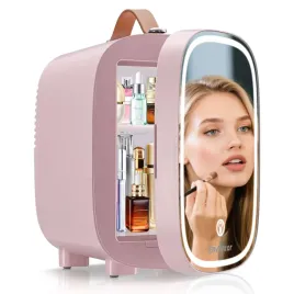 mini-lodowka-enventor-4l-rozowa-led-lustro-chlodzenie-i-ogrzewanie
