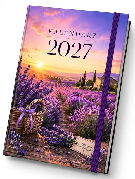 Kalendarz 2027 Książkowy Terminarz A5 Dzienny Wycięte Registry Pole Lawendy