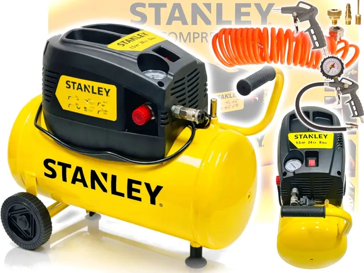 STANLEY KOMPRESOR BEZOLEJOWY SPRĘŻARKA powietrza 24L 8bar