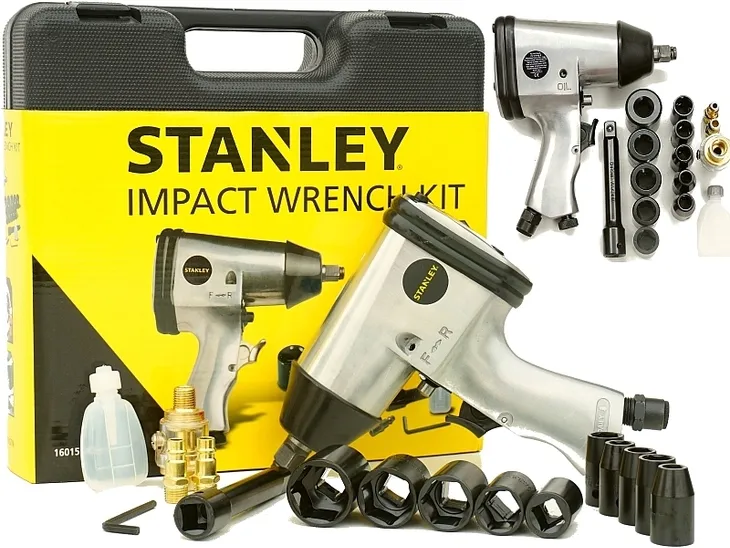 STANLEY KLUCZ PNEUMATYCZNY UDAROWY 1/2" 10 NASADEK zestaw walizka nasadki %