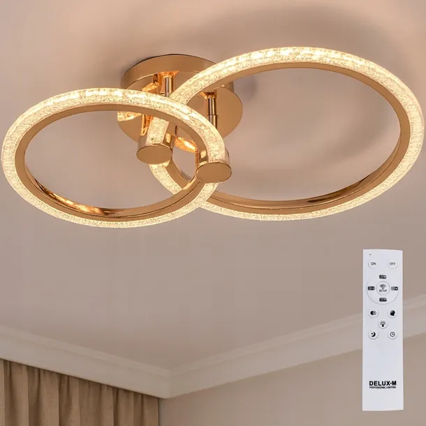 Lampa sufitowa złota glamour LED z pilotem 48 cm 2 punkty światła