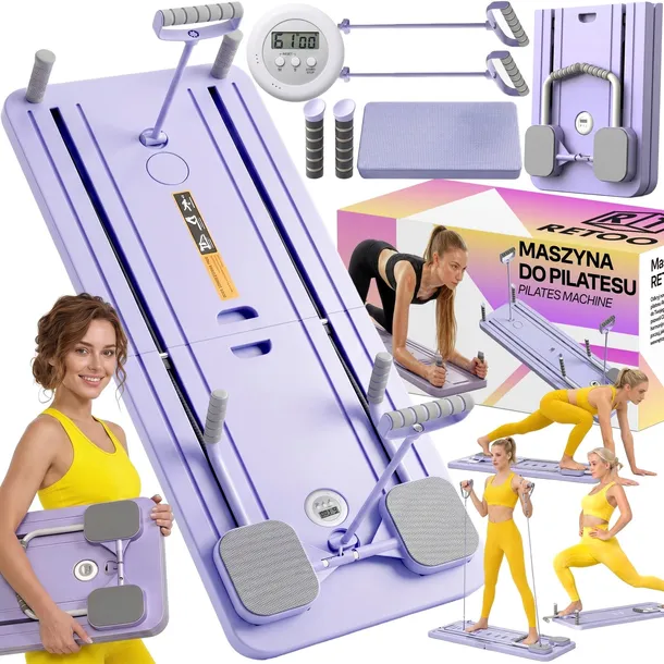 PILATES REFORMER DESKA DO ĆWICZEŃ WIELOFUNKCYJNA 12w1 ZESTAW DO PILATESU