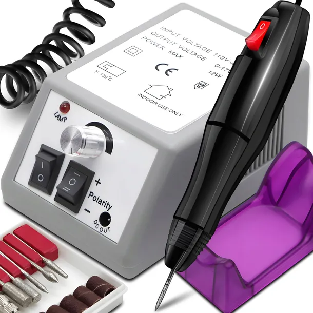 FREZARKA DO PAZNOKCI MANICURE PEDICURE ELEKTRYCZNA MOCNA 10W +ZESTAW FREZÓW