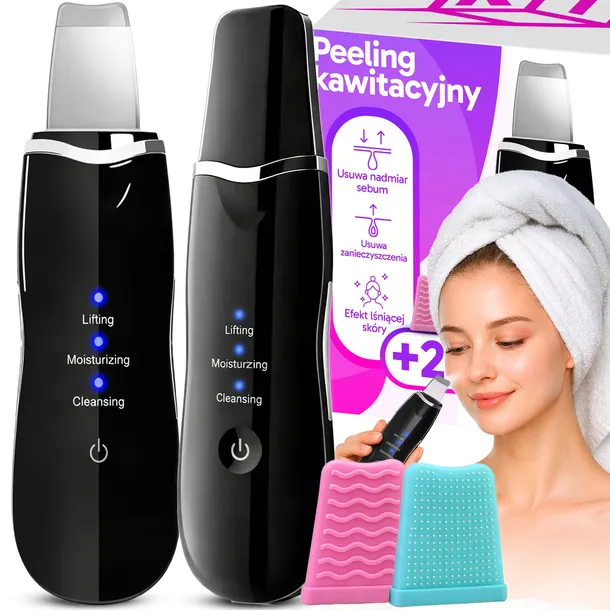 PEELING KAWITACYJNY 5w1 DO TWARZY BEZPRZEWODOWY ULTRADŹWIĘKOWY+2 X NAKŁADKI