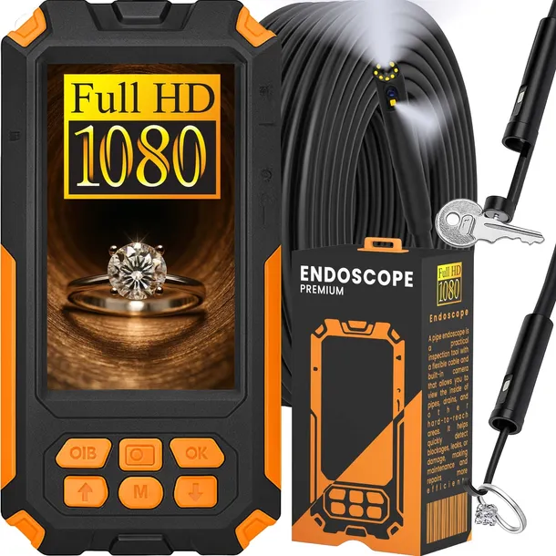 ENDOSKOP KAMERA INSPEKCYJNA FULL HD DUAL 2X KAMERY 1080p EKRAN 5M LED IP68