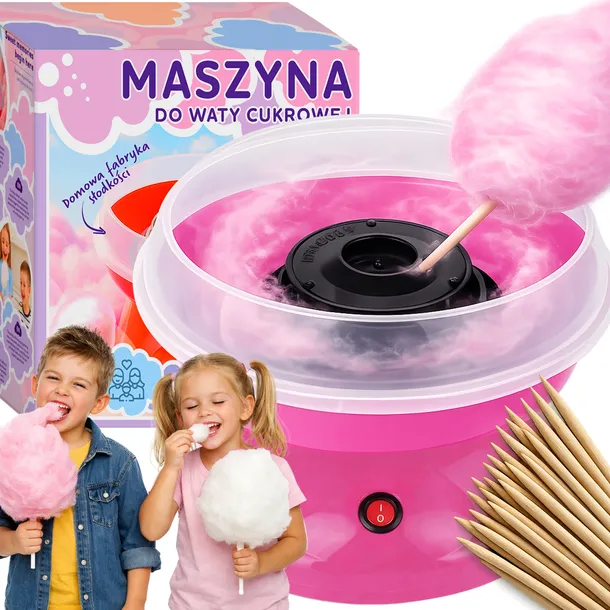 MASZYNA DO WATY CUKROWEJ WATA CUKROWA MASZYNKA DOMOWA + PATYCZKI MIARKA