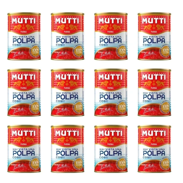 Włoska pulpa pomidorowa zestaw 12 x 400 g - Mutti 100% pomidory puszki