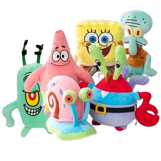 DUŻY ZESTAW MASKOTEK SPONGEBOB 6EL. MASKOTKA SPONGEBOB KRAB PATRYK GACUŚ