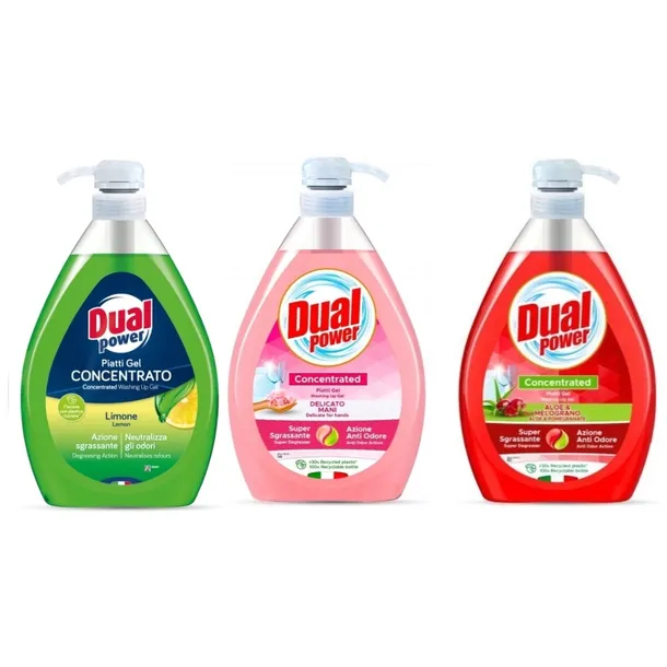 Zestaw płyn do naczyń Gel Aloe Delicato Limone 1l Dual Power 3 rodzaje