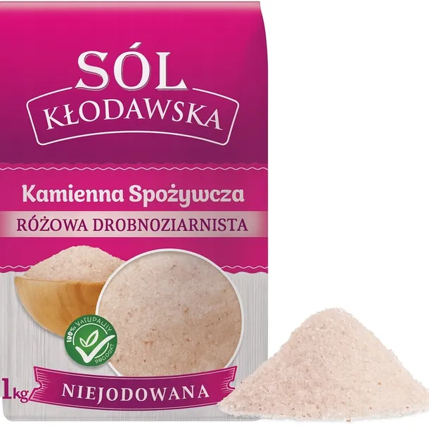 Sól kłodawska kamienna drobnoziarnista różowa niejodowana bez antyzbrylacza