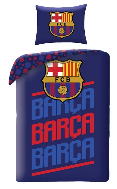 POŚCIEL DZIECIĘCA MŁODZIEŻOWA FC BARCELONA 140x200cm HERB BARCA CAMP NOU