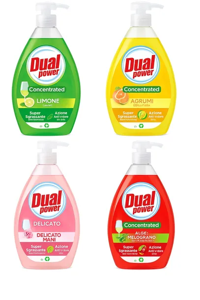 Dual Power Włoskie Płyny do naczyń w czterech zapachach 4x1L