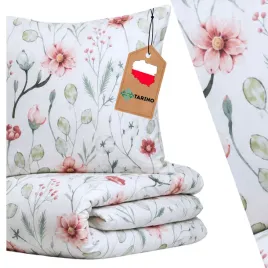 posciel-bawelniana-200x220-70x80-naturalna-bawelna-kwiaty-biala-gruba