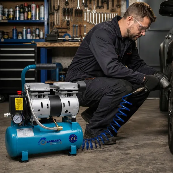 Kompresor 10L bezolejowy SPRĘŻARKA 1,1KW/2HP 8BAR CICHY MOCNY 230V MAŁY