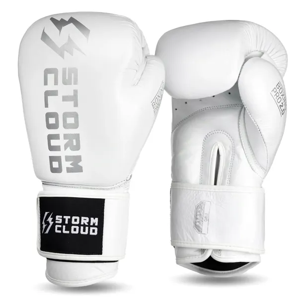 StormCloud Rękawice Bokserskie ze skóry bydlęcej Boxing Pro 2.0 Białe 10oz