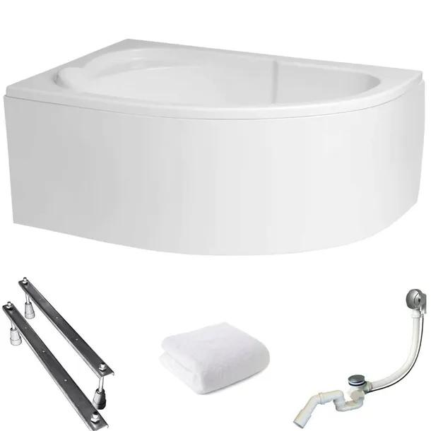Wanna narożna z obudową Standard 130x85 lewa Polimat syfon nogi ręcznik