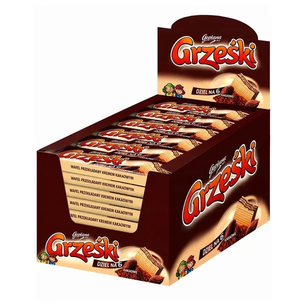 Wafelki GRZEŚKI Kakaowe bez polewy z kremem kakaowym 36szt x 26g