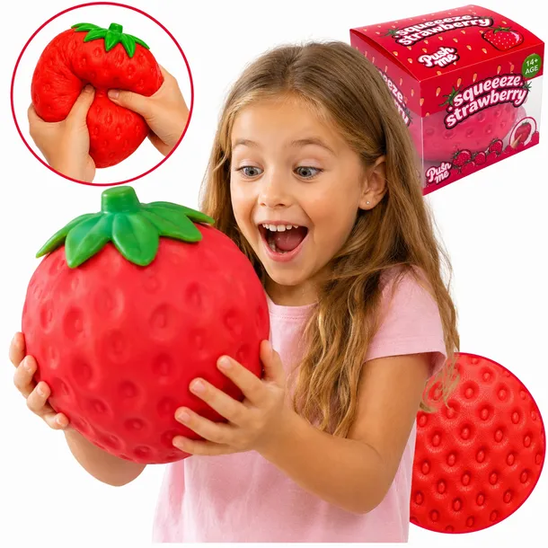 Gniotek XXL Truskawka 18x13cm Squishy ASMR Antystresowy Duży Sensoryczny
