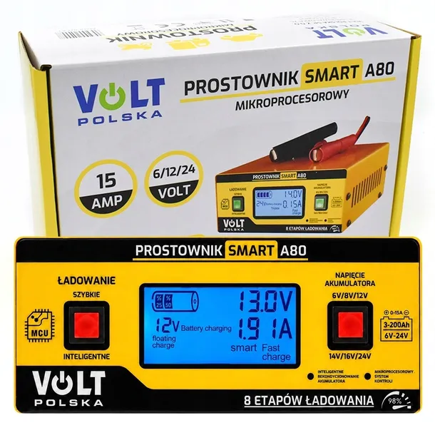 Prostownik SAMOCHODOWY AUTOMATYCZNY VOLT NAPRAWA AKUMULATORÓW 6V 12V 15A