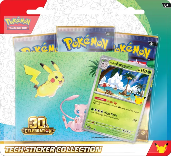 Pokemon TCG: 30th Celebration Tech Sticker Alolan Exeggutor 3-Pack PREORDER