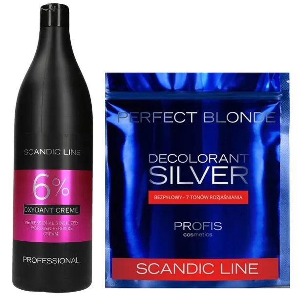 SCANDIC WODA UTLENIONA 6% 1000 ML 1 L + ROZJAŚNIACZ DO WŁOSÓW SILVER 500 G