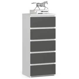 komoda-do-sypialni-biala-5-szuflad-grafit-szary