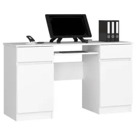 biurko-gamingowe-biale-135-cm-2-szuflady-4-polki