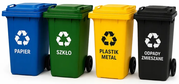 Pojemniki na Śmieci 120l ZESTAW 4 szt Kosze do Segregacji Odpadów Mocne