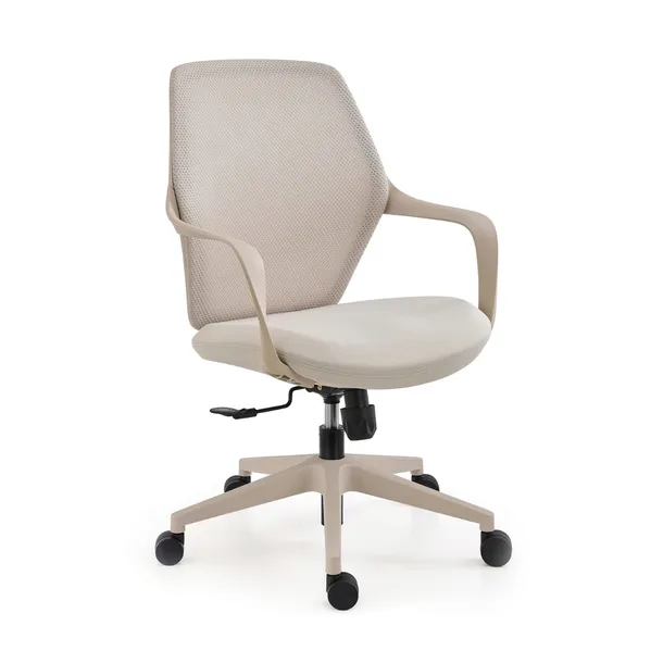KRZESŁO BIUROWE REGULOWANY OBROTOWY FOTEL BIUROWY ERGONOMICZNY KB115 BEŻ