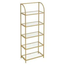 regal-z-polkami-na-ksiazki-5-poziomow-zloty-glamour-metalowy-szklane-polki