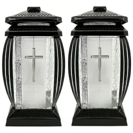 2x-duzy-znicz-lampion-na-cmentarz-grob-kapliczka-ozdobny-krzyz-srebrny-29cm