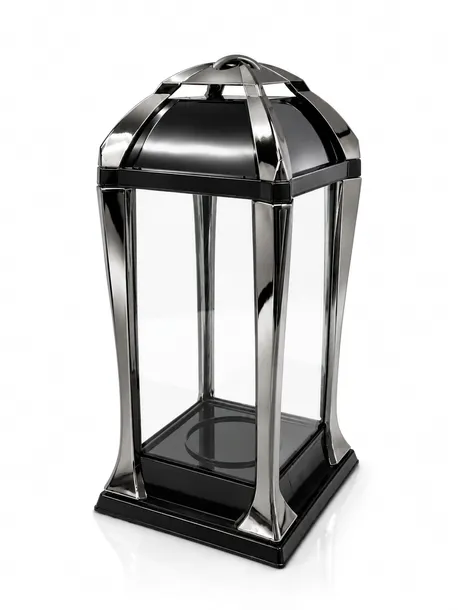Znicz Premium Szklany Grafitowy Lampion Nagrobny 31 cm Kapliczka Na Grób K-21