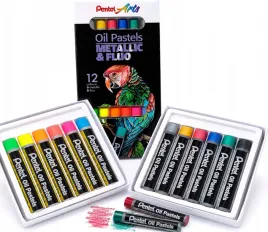pentel-pastele-olejne-metallic-and-fluo-12kol