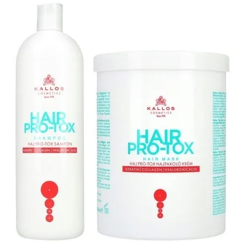 KALLOS ZESTAW DO WŁOSÓW Z KERATYNĄ HAIR PRO-TOX MASKA + SZAMPON 2 x 1000 ml