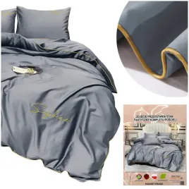 posciel-160x200-komplet-4cz-jednolita-z-haftem-mikrofibra-areta-szara