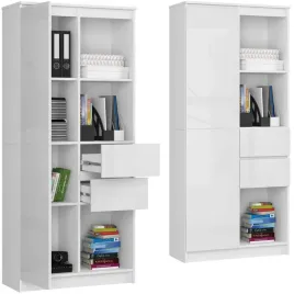regal-biurowy-1d-80-cm-bialy-polysk-2-szuflady-6-polek