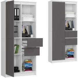 regal-biurowy-szary-80-cm-do-salonu-1d-2-szuflady-otwarty-zamkniety