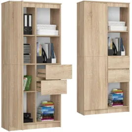 regal-do-biura-salonu-dab-sonoma-80-cm-otwarty-zamkniety-2-szuflady