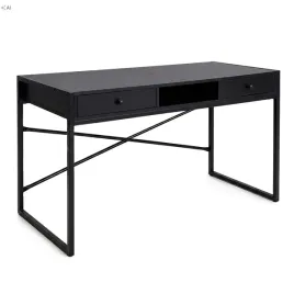 biurko-industrialne-komputerowe-123-cm-2-szuflady-1-polka-loft-czarne