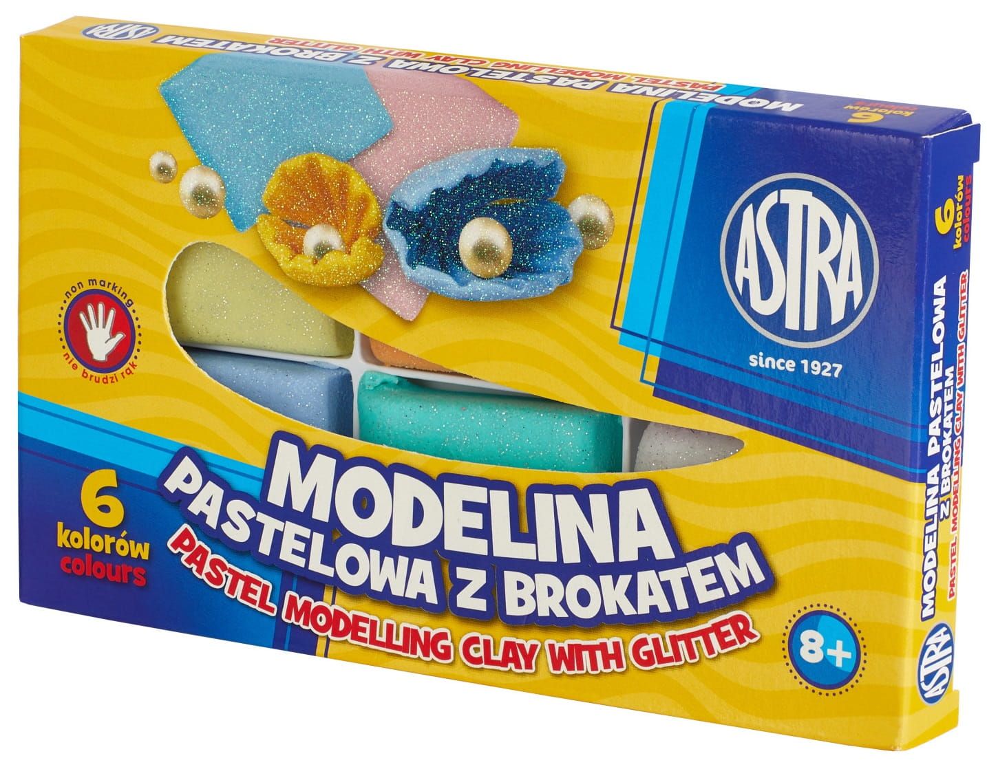 ASTRA Modelina pastelowa z brokatem 6 kolorów