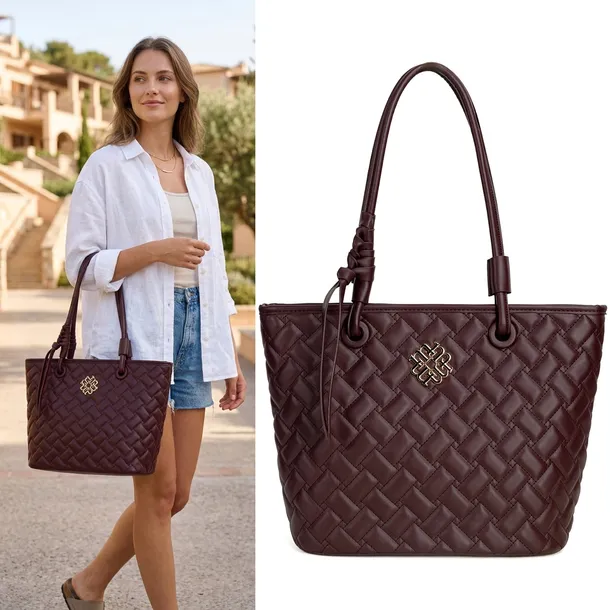 Torebka MONNARI Torba SHOPPER Duża Praktyczna PREMIUM Na Ramię Burgundowa