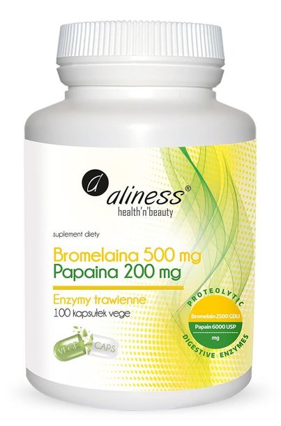 Фото - Вітаміни й мінерали Aliness Bromelaina 500 mg/Papaina 200 mg 100 kaps. 