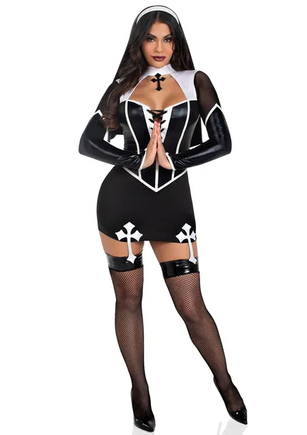 Kostium erotyczny zakonnica sukienka Holy Hottie Dress - Leg Avenue S
