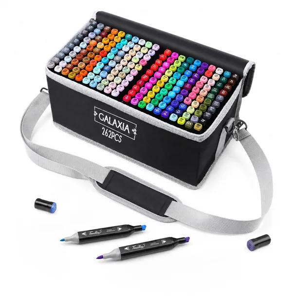MARKERY ALKOHOLOWE 262 SZT DWUSTRONNE FLAMASTRY MAZAKI PISAKI + TORBA ETUI