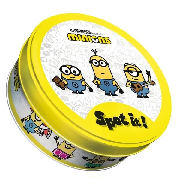 GRA KARCIANA DOBBLE MINIONKI MINIONS SPOT IT RODZINNA DLA DZIECI METALOWA PUSZKA