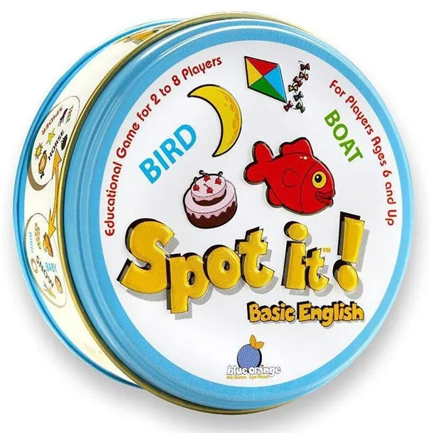 GRA KARCIANA DOBBLE SPOT IT BASIC ENGLISH ANGIELSKI EDUKACYJNA DLA DZIECI 2-8 GRACZY